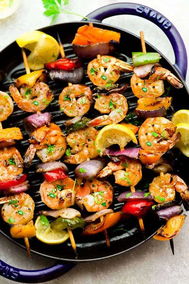 Grilled Lemon Garlic Butter Shrimp with Vegetables