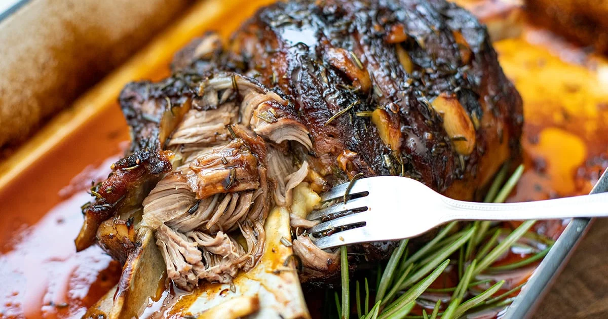 Slow-Cooked Lamb Shoulder With Rosemary Garlic & Honey