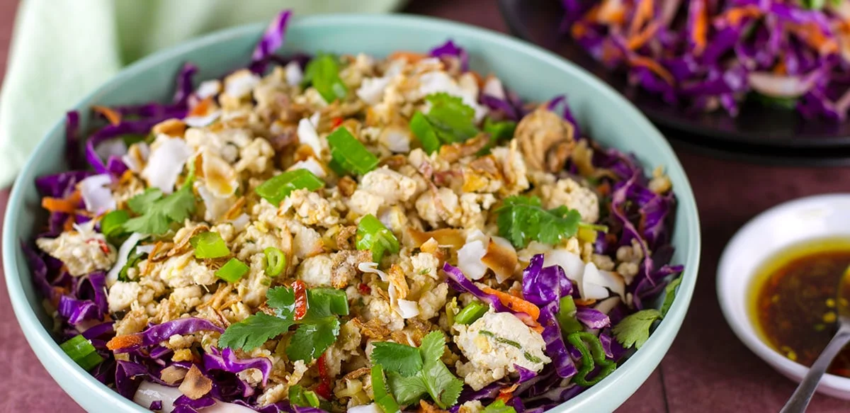 Chicken Larb Salad with Red Cabbage