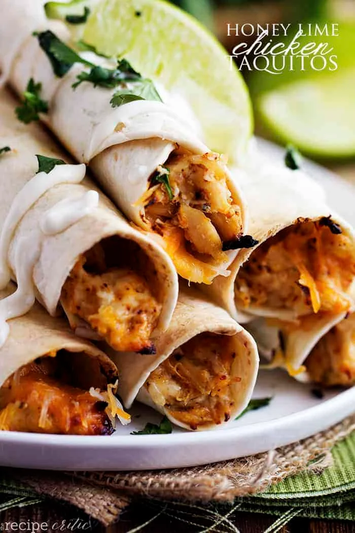 Baked Honey Lime Chicken Taquitos